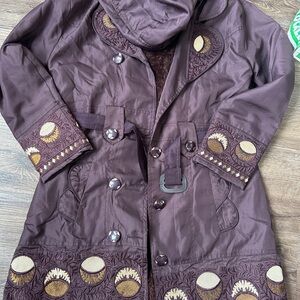 Stylish Brown Embroidered Coat